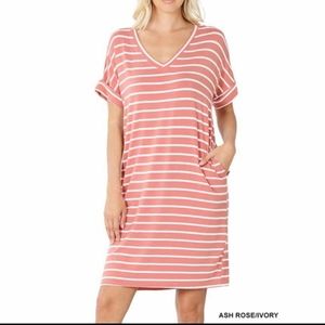 Zenana T-Shirt Dress with Pockets (3x)